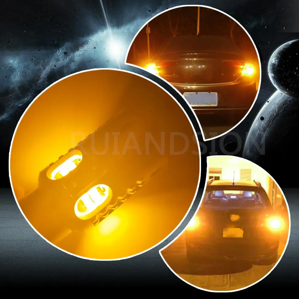 

2 pcs 21W 20 CSP Signal Lamp Canbus 1156 Ba15s 7440 T20 Bau15s Py21w Car Turn Brake Backup Tail Light Bulbs 960lm 12V-18V Yellow