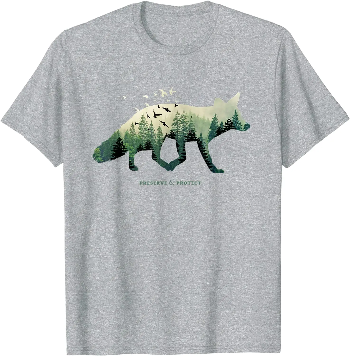 Защитная футболка в винтажном национальном парке с изображением лисьего