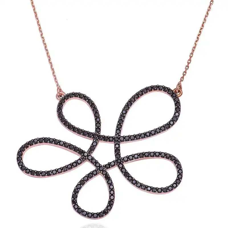 

Silverlina Silver Black Flower Lady Necklace