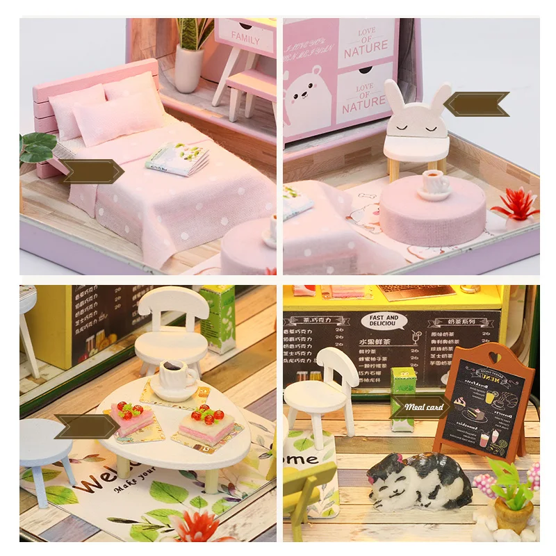 Cutebee кукольный дом мебель миниатюрный кукольный домик DIY миниатюрный дом комната коробка театр игрушки для детей наклейки DIY кукольный домик L