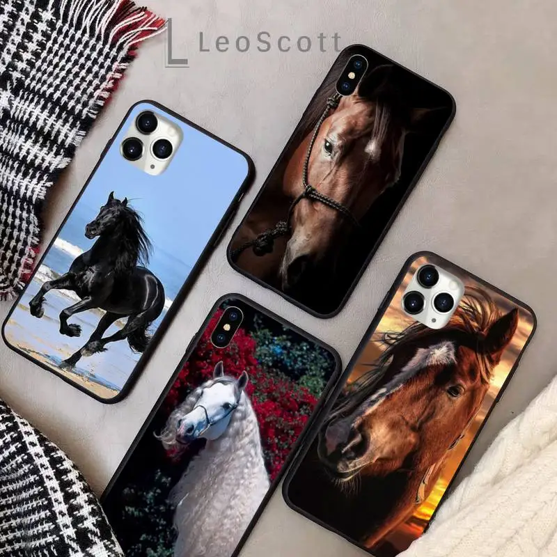

Handsome Horse Animal Phone Case for iPhone 11 12 pro XS MAX 8 7 6 6S Plus X 5S SE 2020 XR Soft silicone funda shell cover