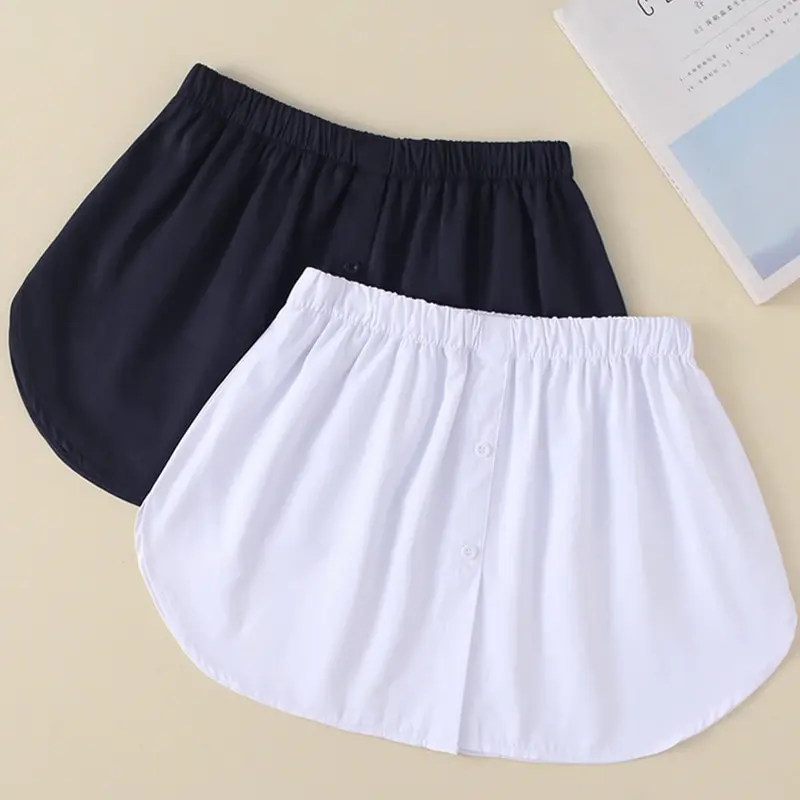

Women Decorative Skirt Solid Color A-Line False Fake Hem Button Solid Color Elastic Waist Layered Detachable Apron
