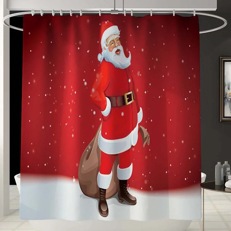 Bathroom Curtain 3 Санта-Клаус, занавеска для ванной комнаты, сиденье для унитаза, рождественские украшения для дома, Navidad, рождественские подарки, новогодние коврики - Цвет: Bathroom Curtain 3