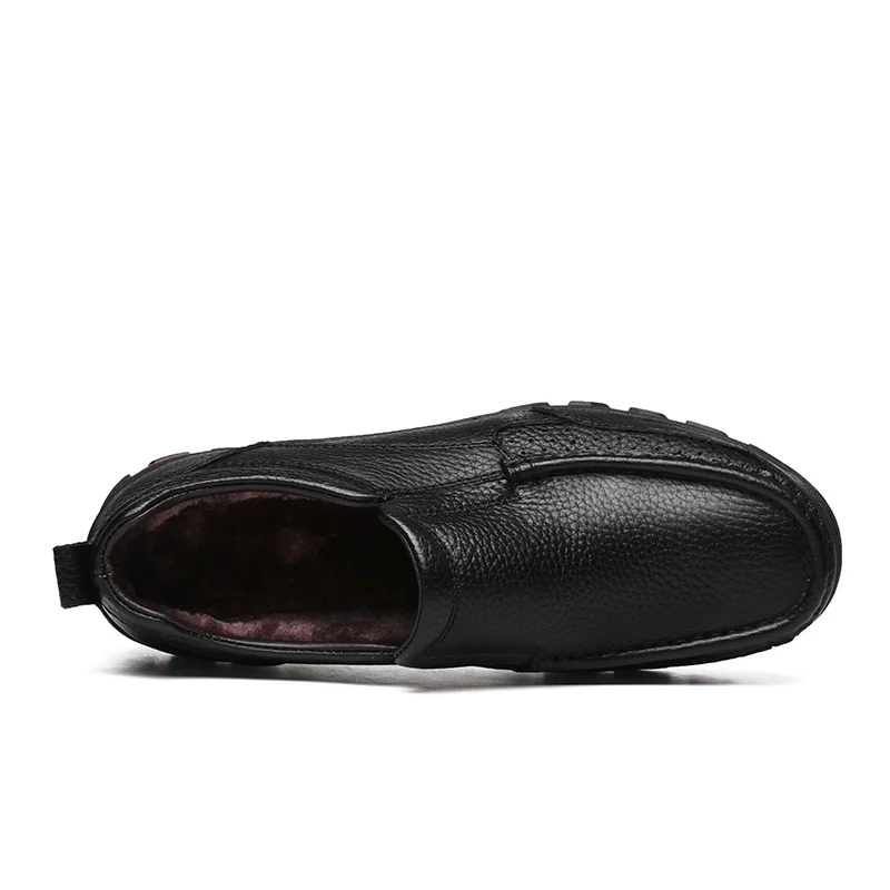 MVVT Plus Size Genuine Leather Shoes Men Winter Slip On Loafers Casual Height Increasing Business Snow | Обувь