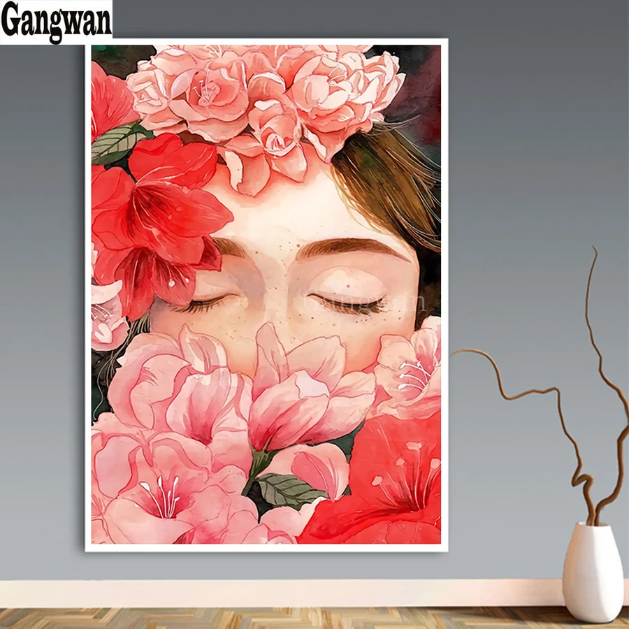 

5D DIY Алмазная картина цветочный узор Девушка мультфильм портрет полный квадратный круглый дрель вышивка крестиком домашний декор мозаика