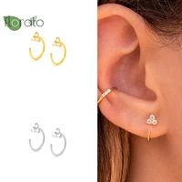 exquisite hopp earrings 925 sterling silver cz simple and elegant flower shaped huggie earring women prevent allergy jewelry