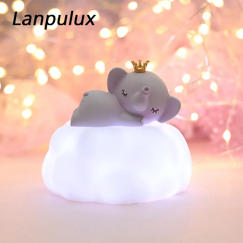 Lanpulux Смола слон ночник розовый синий колокольчик животное музыкальная шкатулка