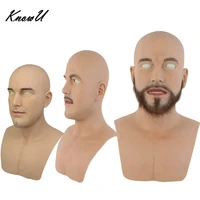 knowu crossdress realistic silicone male mask cosplay middle aged man face real skin texture cosplay ftm