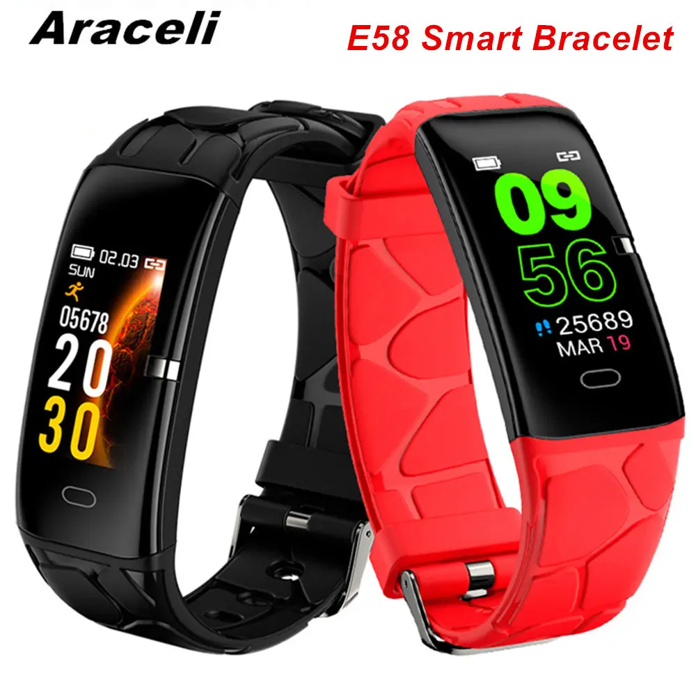 E58 умный Браслет спортивный водонепроницаемый SmartBracelet цветной экран кровяное
