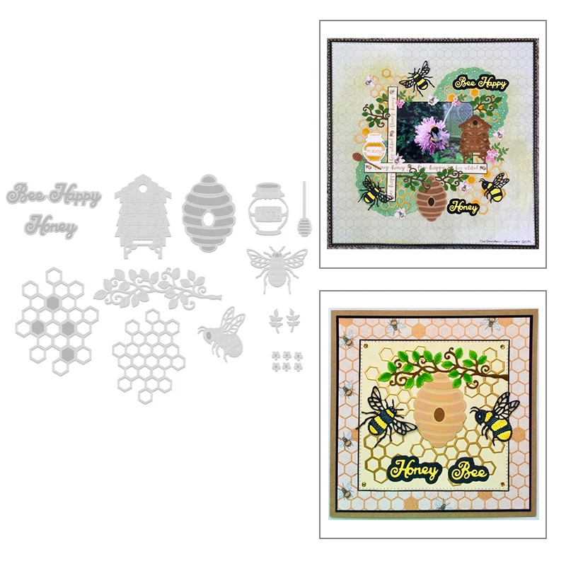 

Металлические высечки в виде насекомых, пчел, 2020 г., гребень и Медовое слово, высечки, скрапбукинг, для изготовления карт, № наборы штампов