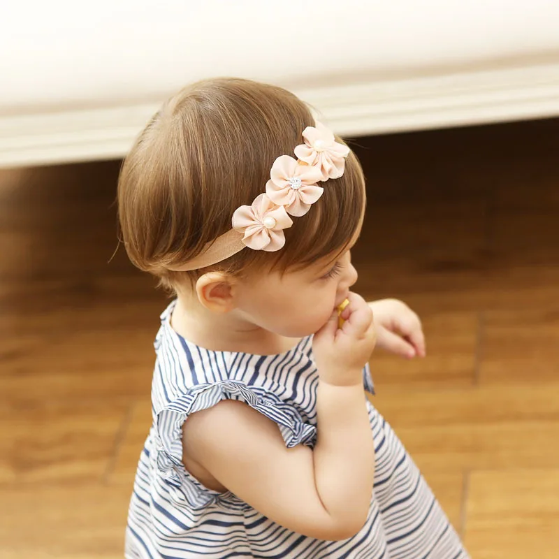 Модная повязка на голову для маленьких девочек из мягкой пряжи с цветами и