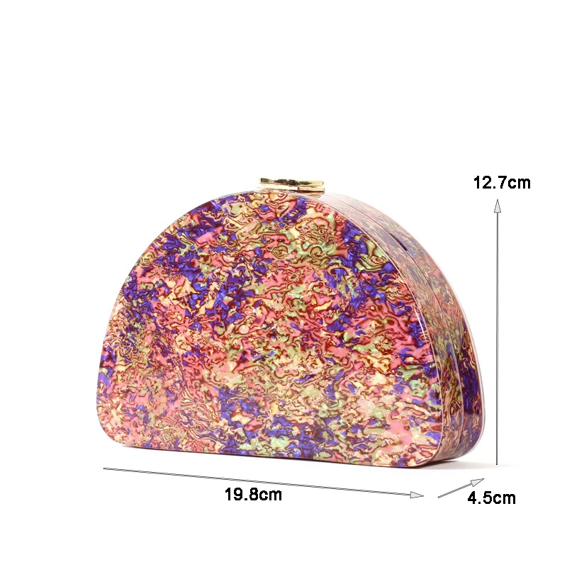 Новый полукруглый Акриловые сумка Для женщин вечерняя сумочка клатч на цепочке