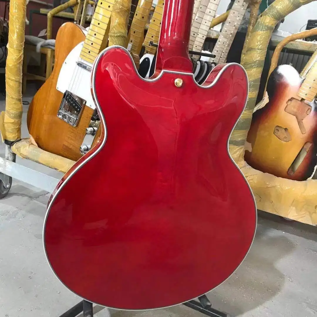 Пользовательская электронная гитара версии ES 335 полый джазовый корпус красное