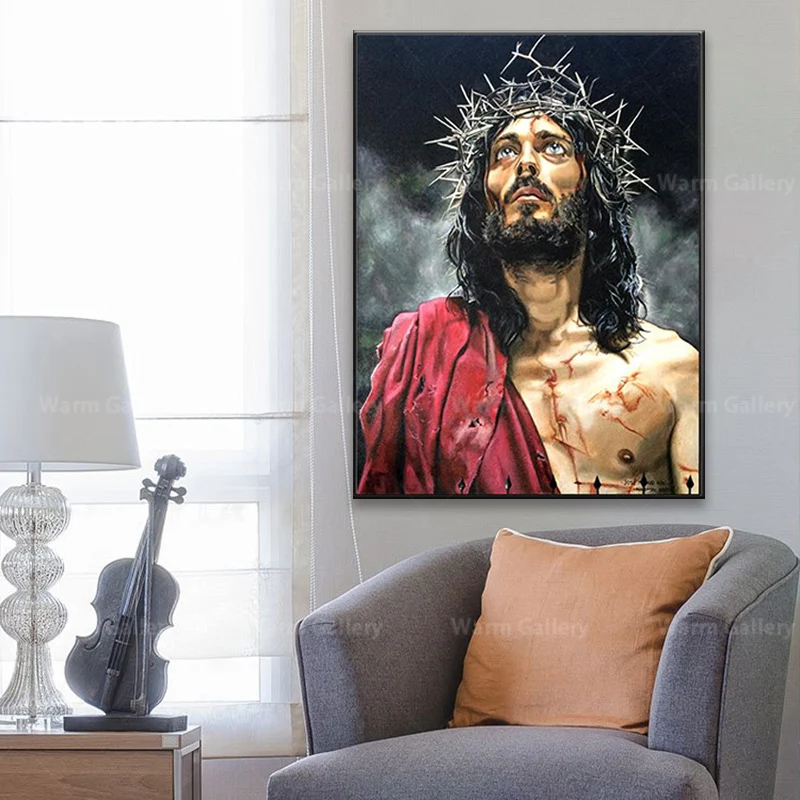 Классический абстрактный портрет Иисуса холст живопись плакаты печатные