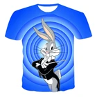 Новинка лета 2021, Детская футболка с 3D принтом мультяшного кролика, мужская и женская модная повседневная Милая одежда