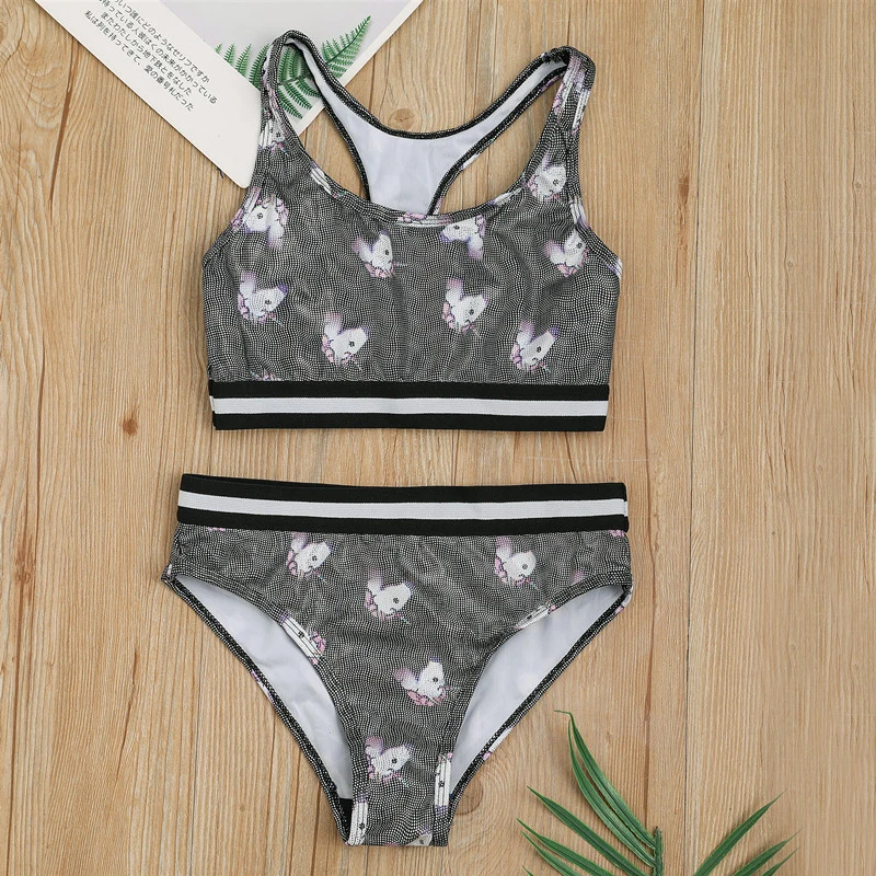 От 3 до 14 лет комплект из двух частей с принтом Единорог блестящая купальный