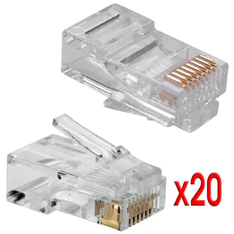 Сетевые соединители OcioDual для обжима кабеля 20 шт ethernet Разъемы RJ45 20x CAT.5E обжимные