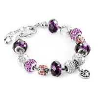attractto purple dog cat claw braceletsbangles for women heart charm bracelet jewelry crystal handmade bracelets sbr190396