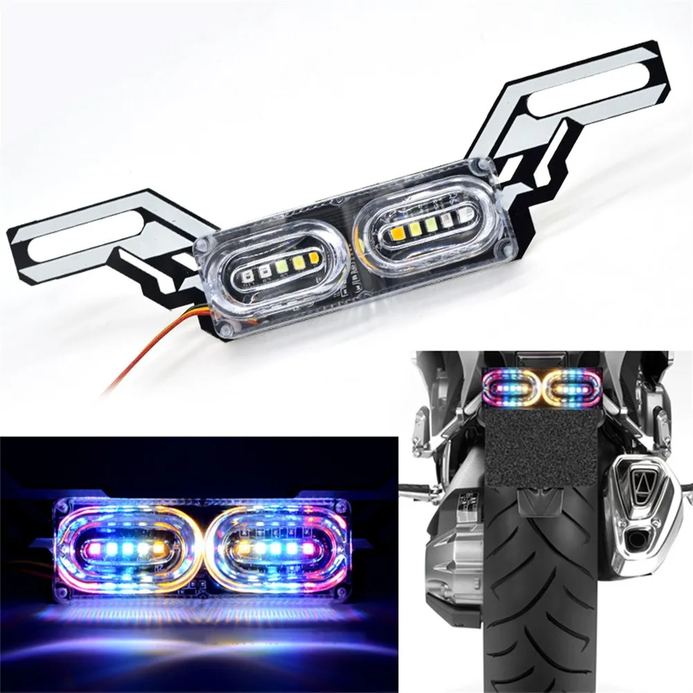 

1pcs Motorcycle Taillight LED Strobe Brake Lamp Colorful RGB Brake Light Flow Brake Light DC-12V RGB SMD LED License Plate Light
