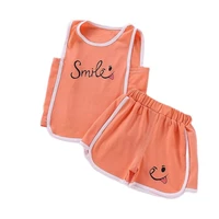 child vest toddler sport suit summer cotton baby boys and girls candy colors suspenders casual kids pajamas two piece set