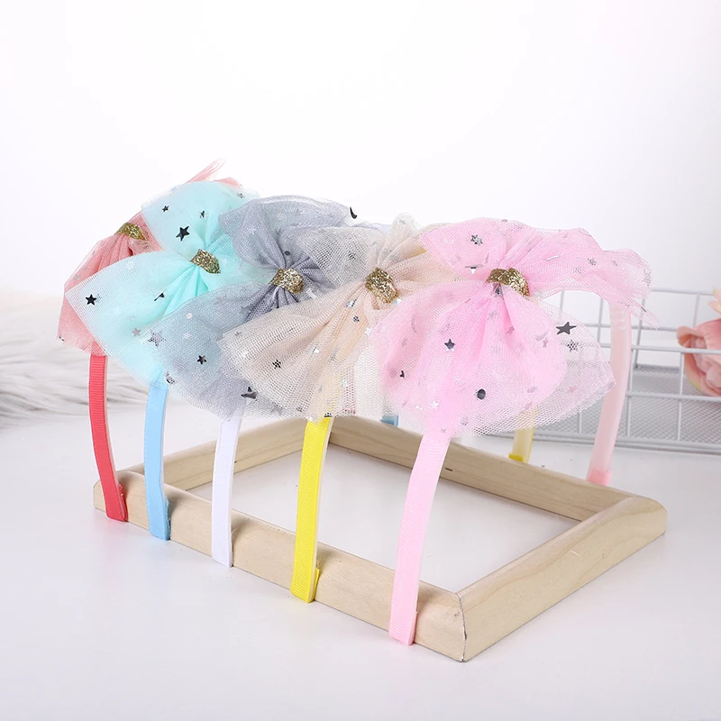 

2021 New Children's Korean Version Of Lace Five-Pointed Star Bow Headband Hairband Super Fairy Sweet Hairpin Hairpin With Teeth