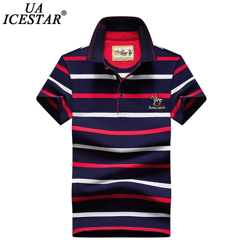 

UAICESTAR 2021 New Summer Short Sleeve POLO Men Brand High Quality Cotton POLO Shirt Men Fashion Stripe Embroidery Men's Polo