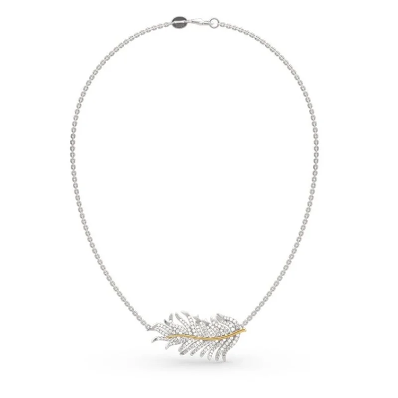 

Exquisite women's luxury feather modeling clavicle chain wedding jewelry Valentine's day gift pendant gift jewelry wholesale