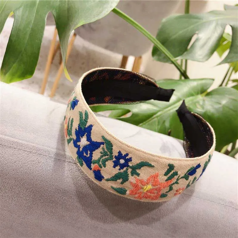 

Embroidery Flower Headbands For Women korea Headband National Style Hair Accessories Colorful Hairband Head Wrap Hair Band