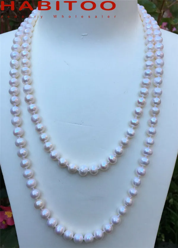 

Ожерелье женское ручной работы с натуральным жемчугом, 7-8 мм