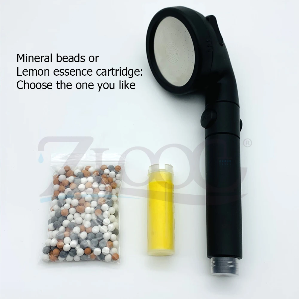 Zloog новый черный фильтр душевая головка 3 функции минеральные шарики высокого