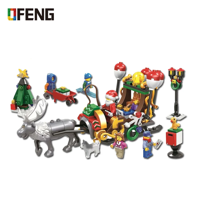 Рождественские строительные блоки календарь Санта Клаус снежный грузовик