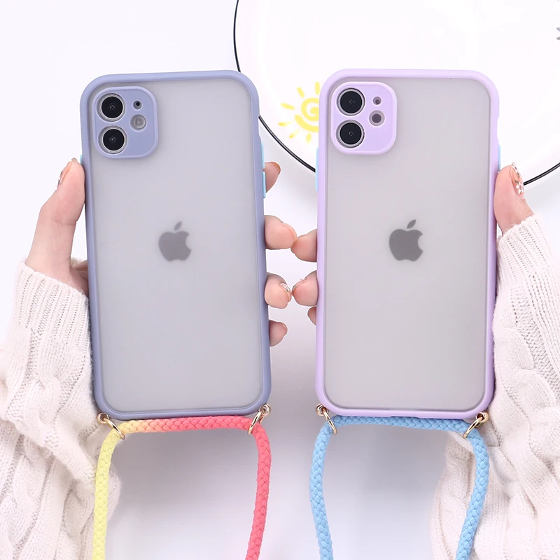 Camera Protection Phone Case Crossbody Necklace Cord Lanyards Rope For iPhone 14Plus 14 14Promax 12 13 Pro Max Shockproof Cover