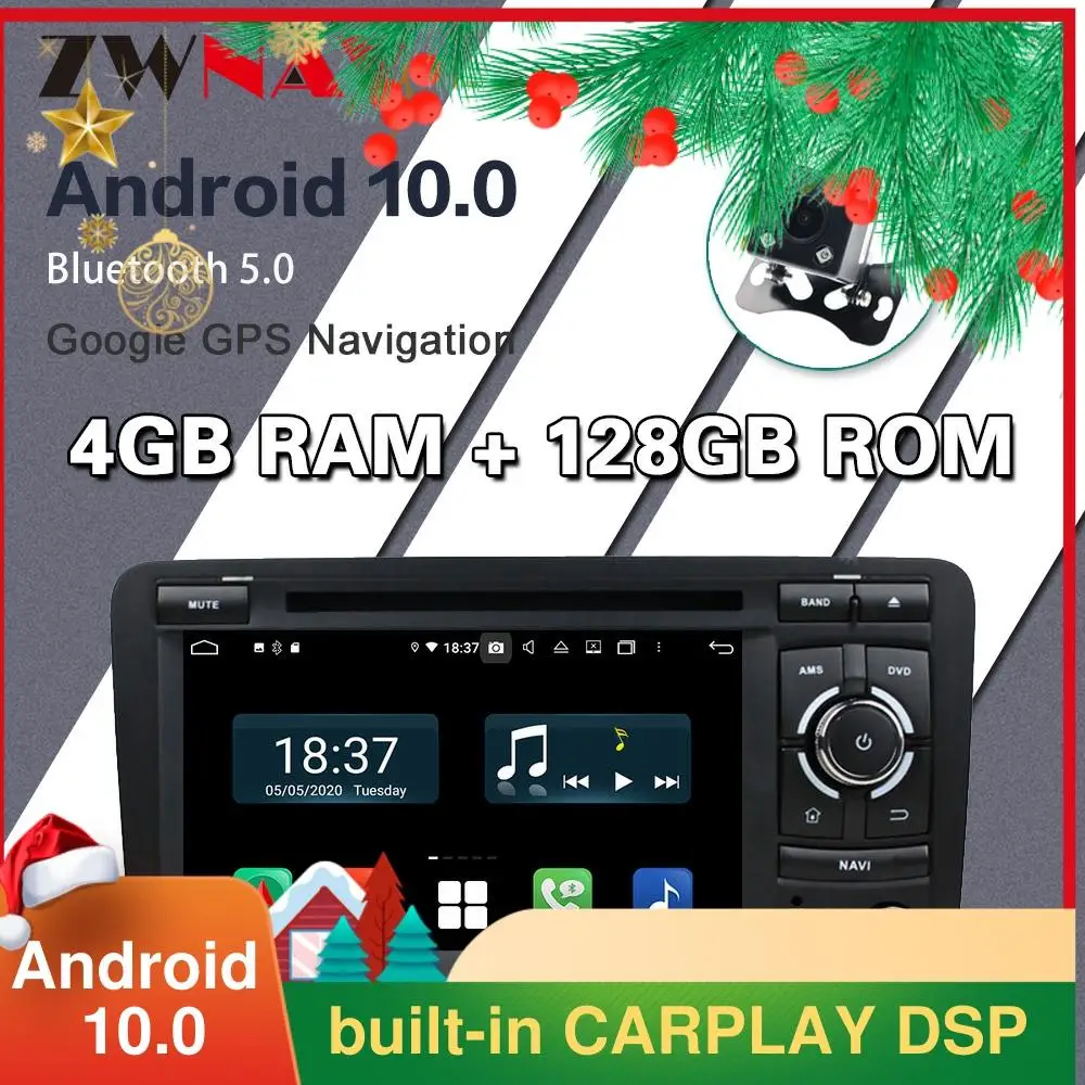 Koop 128Gb Carplay Android 10 Dvd-speler Voor Audi A3 2003-2008 2009 2010 2011 2012 2013 Gps Auto Radio Audio Muziek Stereo Head Unit