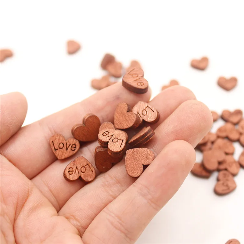 100 шт. деревенские деревянные крошечные кусочки сердечек конфетти украшения на