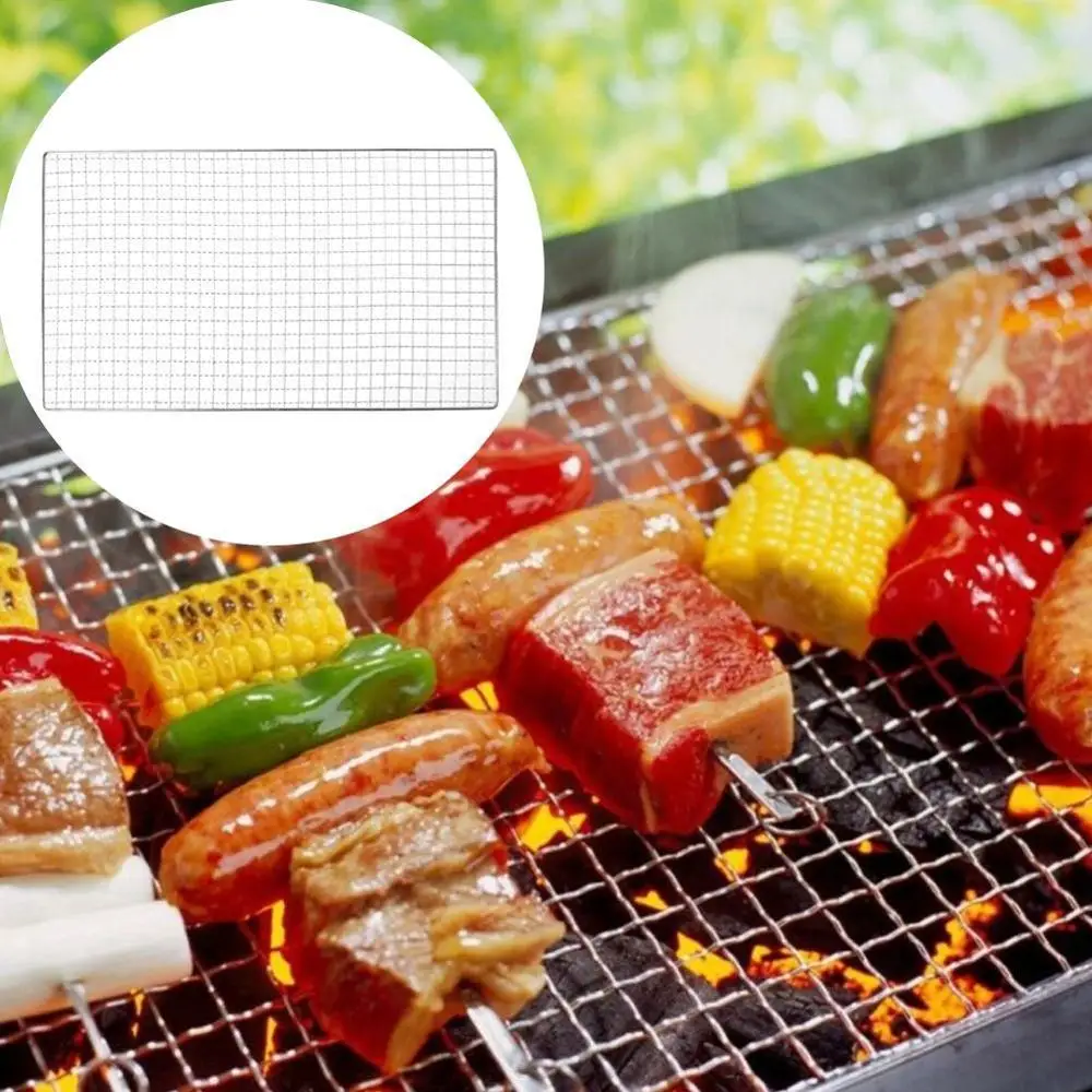 

BBQ Net Square Grid Cooking Square BBQ Grill Baking Bar Mesh Frame Steel Duck Chicken Flat Fire Cooling Mesh Z5D0