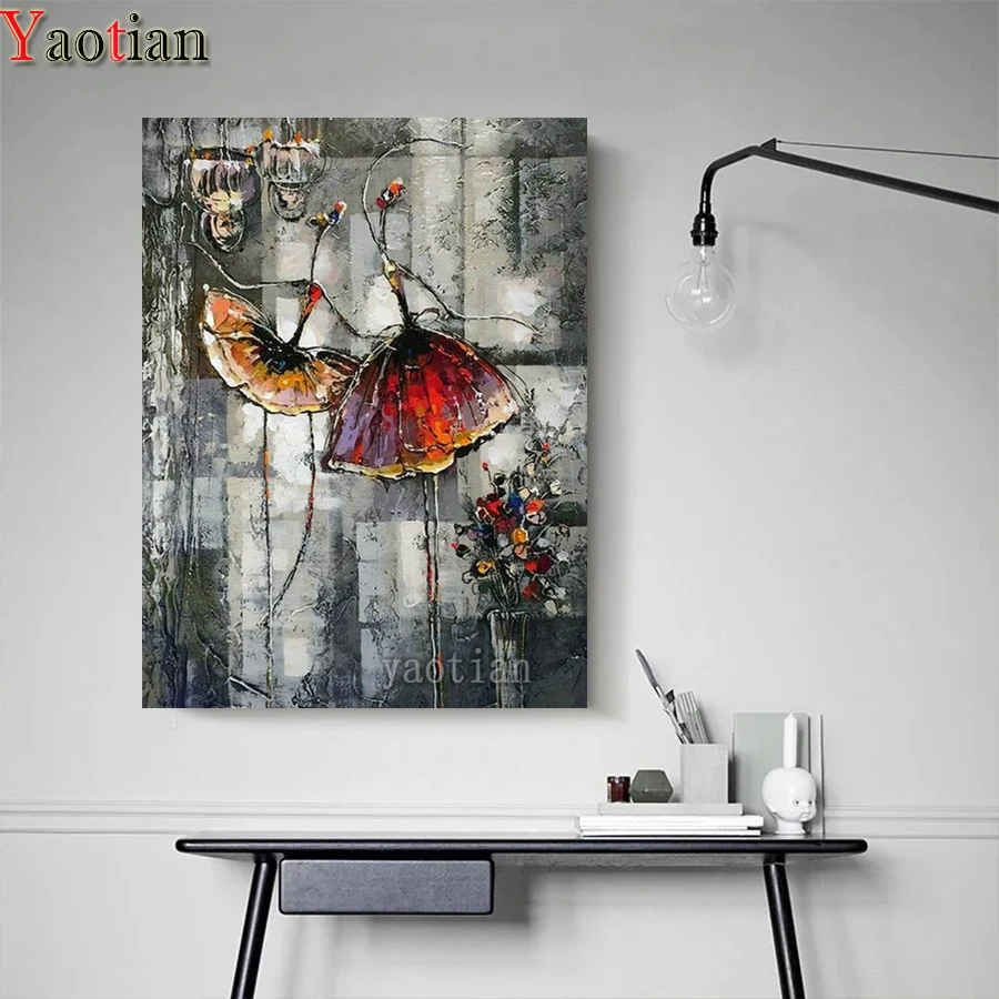 

Картина из страз с изображением женщины танцовщицы балета, абстрактное искусство, 5D, квадратная круглая Алмазная вышивка, вышивка крестом, ...