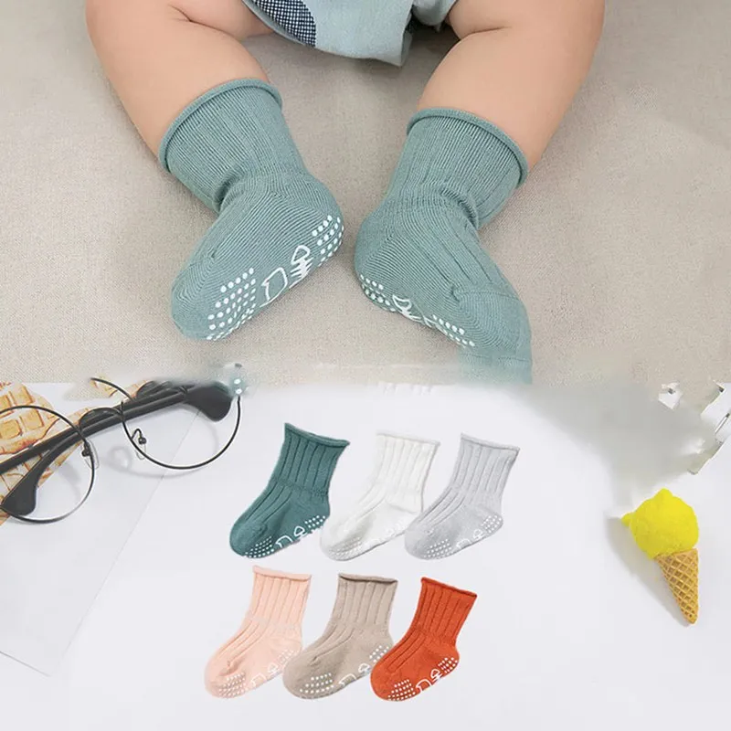 Calcetines transpirables antideslizantes para beb&eacute; y ni&ntilde;a, medias de algod&oacute;n para el hogar-1
