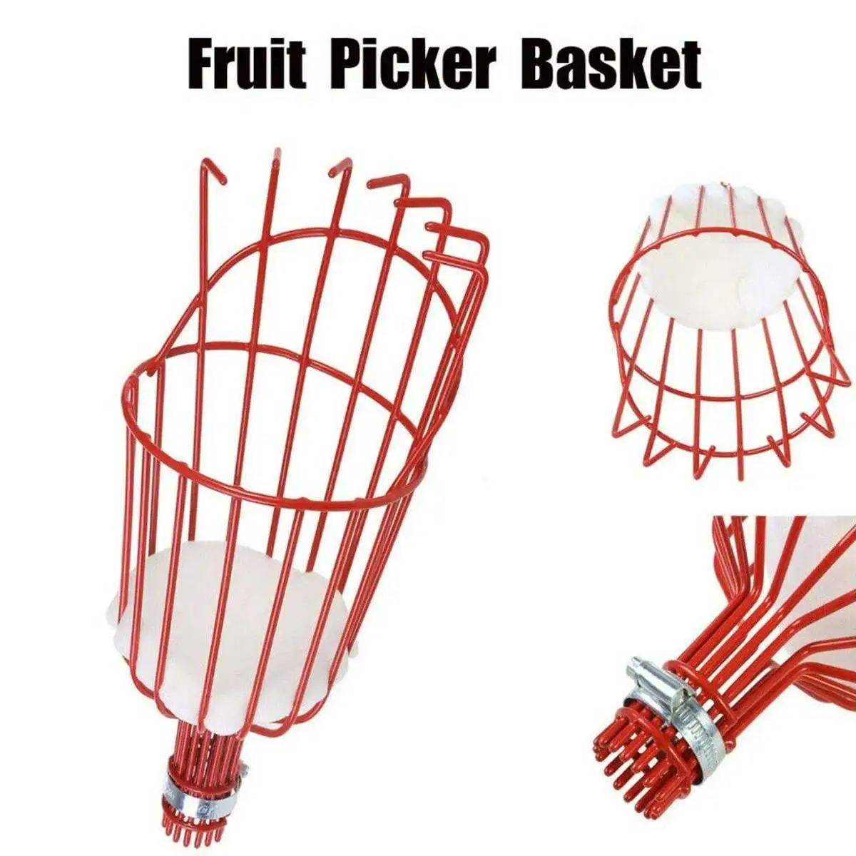 

Iron Wire Deep Basket Fruit Picker With Sponge Pad Head Convenient Fruit Picker Catcher Apple Peach Picking Garden Tools