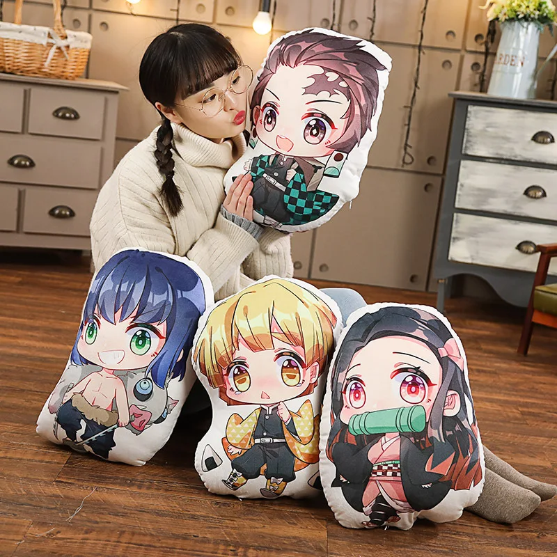

Anime Ghost Slayer Blade Peripheral Double Sided Pillow Stove Door Tanjirou Nidou Cartoon Plush Toy Cushion Kawaii Plush Toys