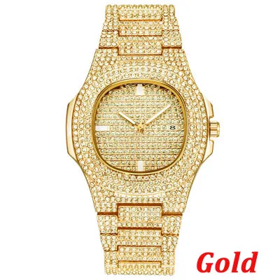 ALL GOLD GUCY бренд Iced Out алмазные часы Кварцевые Золотые хип-хоп часы с Micropave нержавеющая сталь Часы relogio - Цвет: ALL GOLD