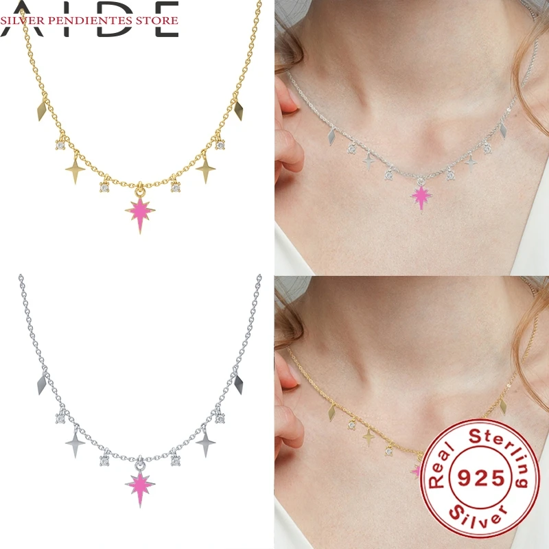 

AIDE Exquisite Irregular Pendant Necklace Women 925 Sterling Silver Chain Necklace Collares Gold Jewelry Anillos Mujer Wholesale