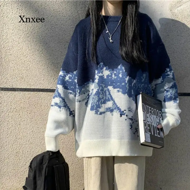 

Женские свитера с круглым вырезом в стиле Харадзюку, шикарные свободные трикотажные изделия в стиле бойфренд для колледжа, универсальная О...