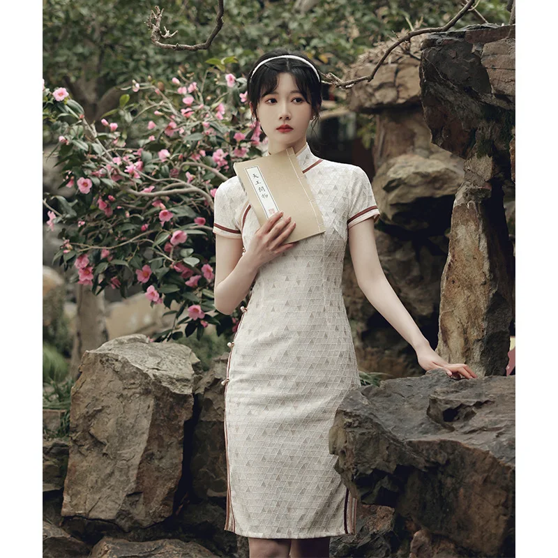 

dress cheongsam chinese style Young girl spring and summer dress with long retro temperament Chinese wedding party