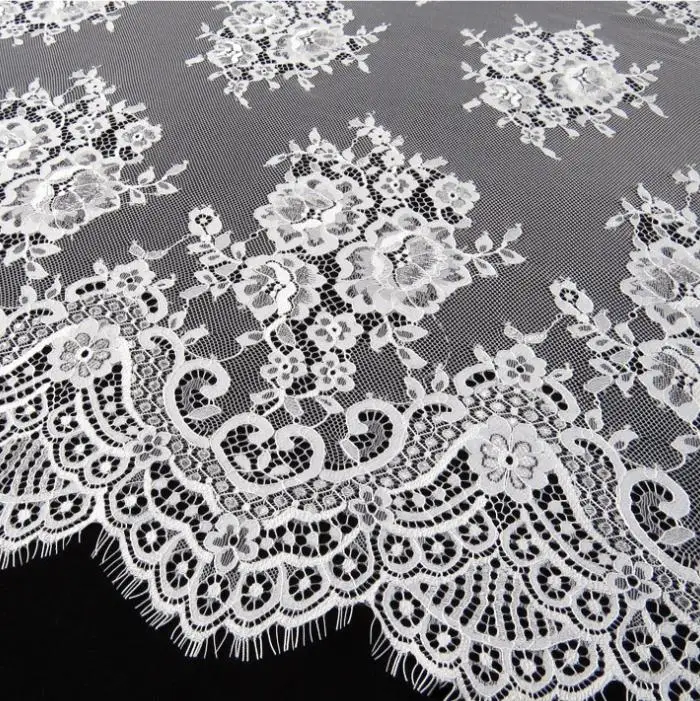Кружевная ткань с французскими ресничками 3 м/лот 150 см кружевная нейлоновая
