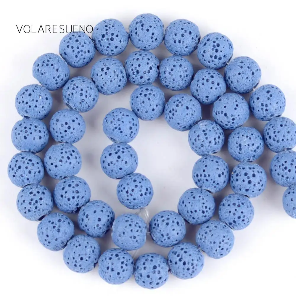 Натуральный Синий лавовый камень круглые бусины россыпью для изготовления