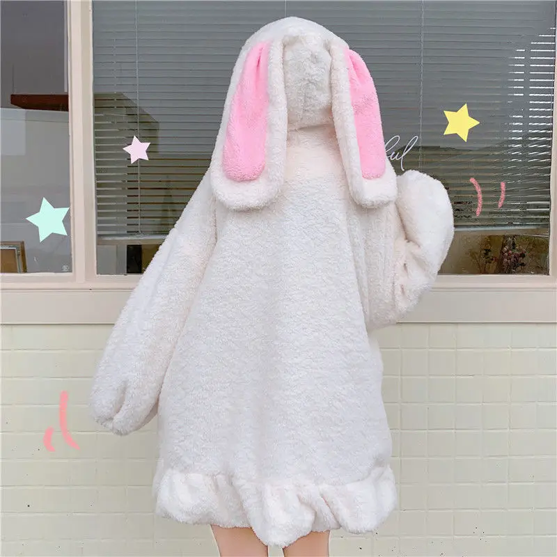 2021 японский Kawaii толстовки для женщин на зиму размера плюс Модный комплект кролик