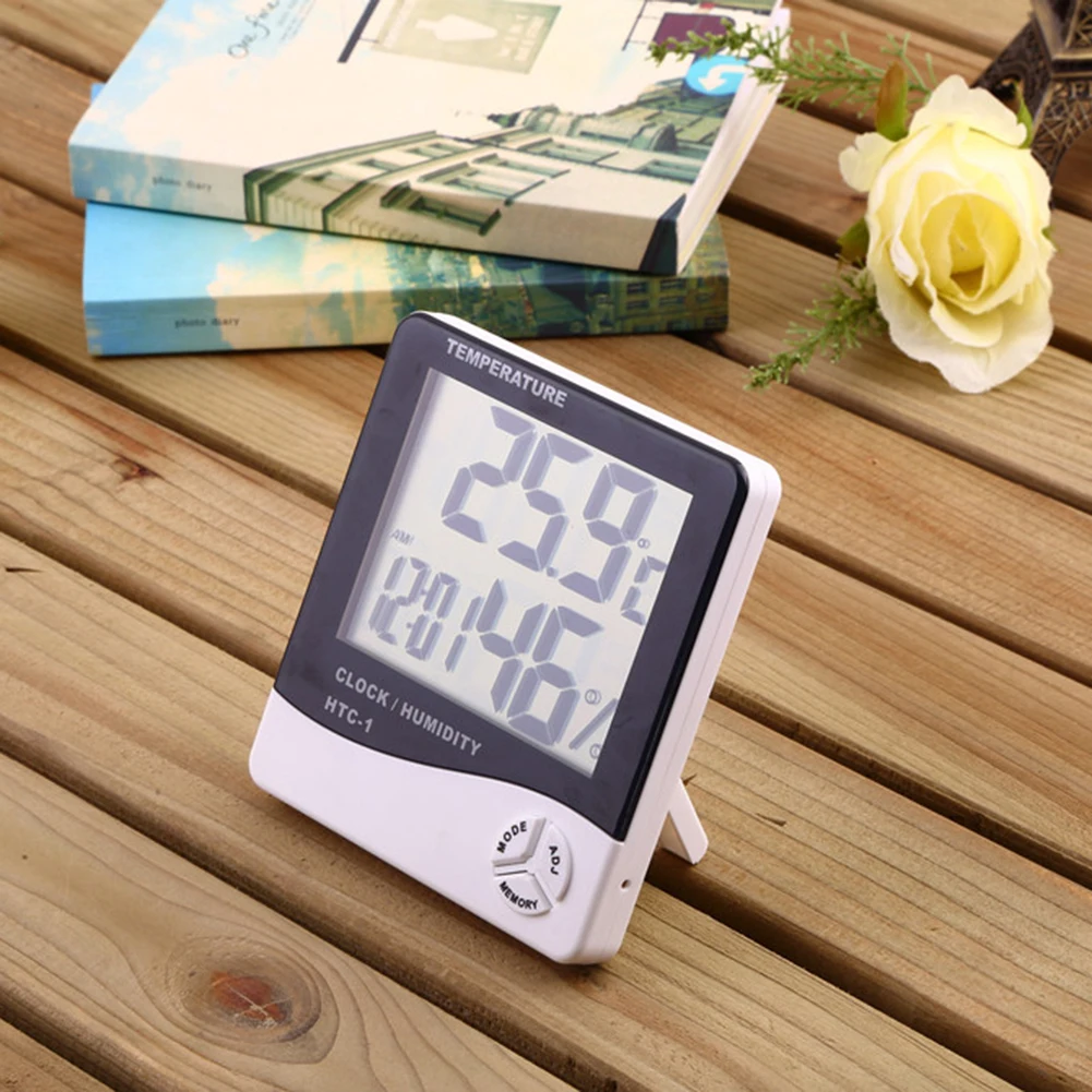 lcd digital thermometer hygrometer electronic temperature humidity monitor meter weather station clock indoor room thermometer free global shipping