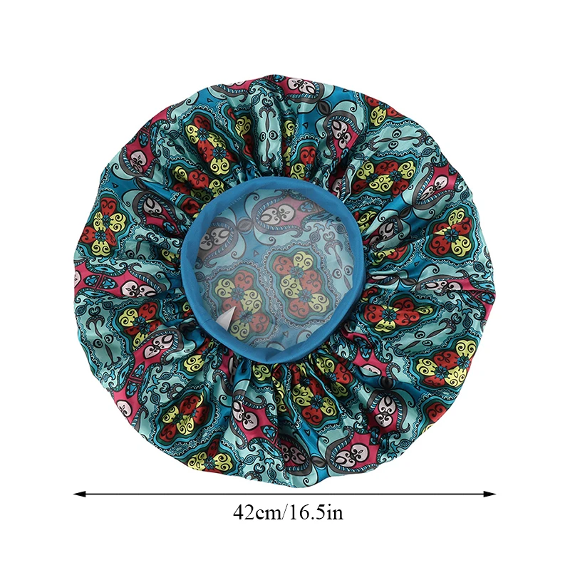 

Women 's Hairdressing Cap Western Style Breathable Night Cap Popular Wide-brimmed Flora Printed Satin Cap Adult Hair Cover