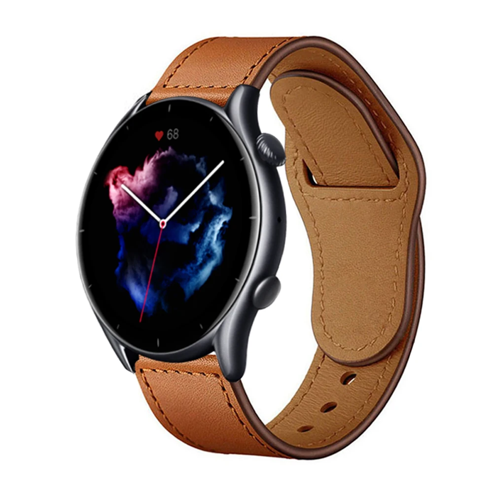 

Leather Strap for huawei watch gt 2 2 pro/3 amazfit gts 2 3/gtr 3 pro 20mm 22mm watchband for Samsung Galaxy Watch 4/4 Classic