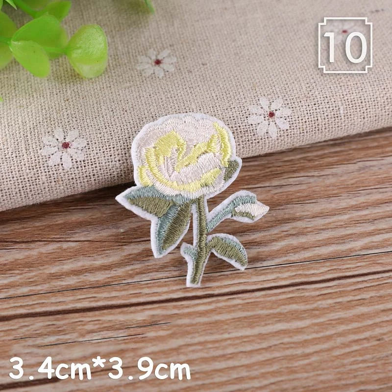 Дешевая вышитая нашивка с цветами розы для одежды шитья аппликация джинсов